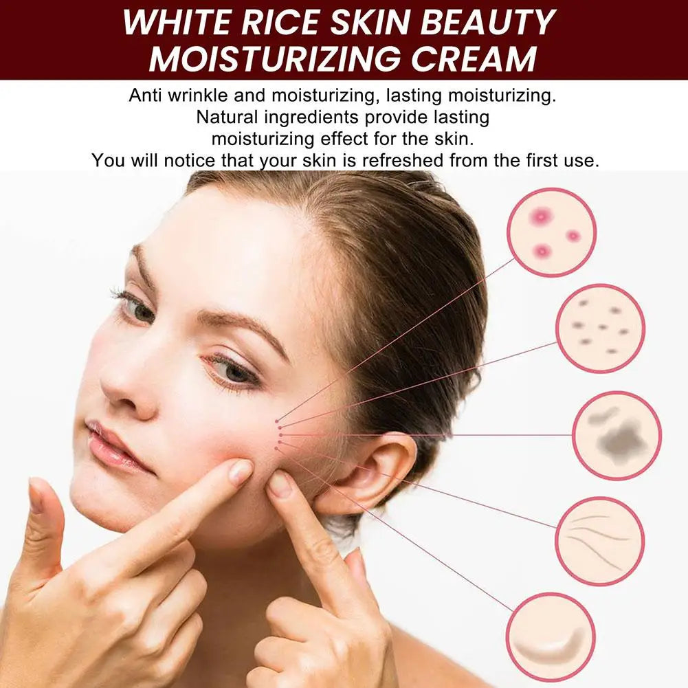 1/2/3PCs Rice Cream For Face White Rice Essence Brightening Moisturizing Cream Lightweight Moisturizer Face Cream Smooth Lines