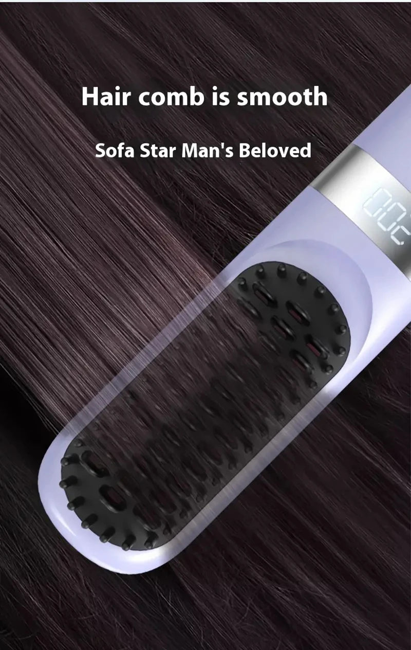 2025 Electric Hot Comb Multifunctional Wireless Straight Hair Straightener Negative Ion Anti-Scalding Straightening Brush New