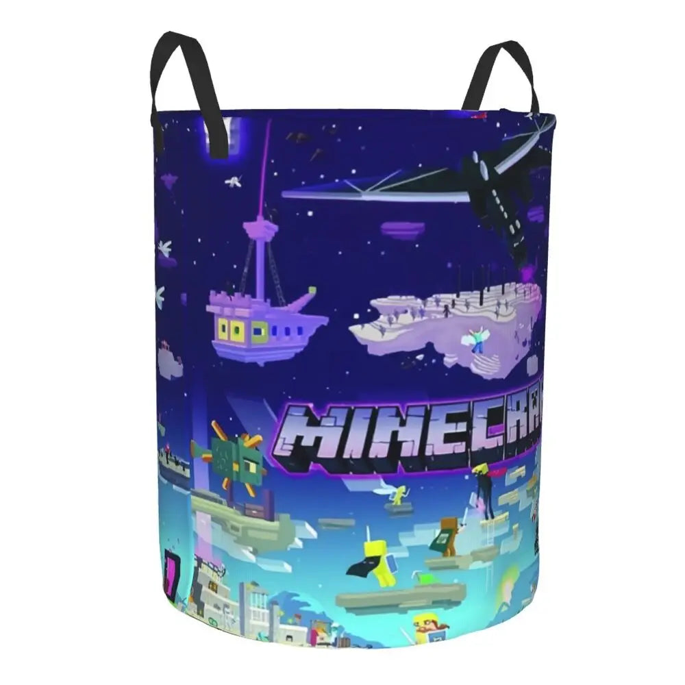 Custom Anime Game Mine C-Crafts Cartoon Laundry Hamper Large Clothes Storage Basket Toy Bin Organizer for Kids