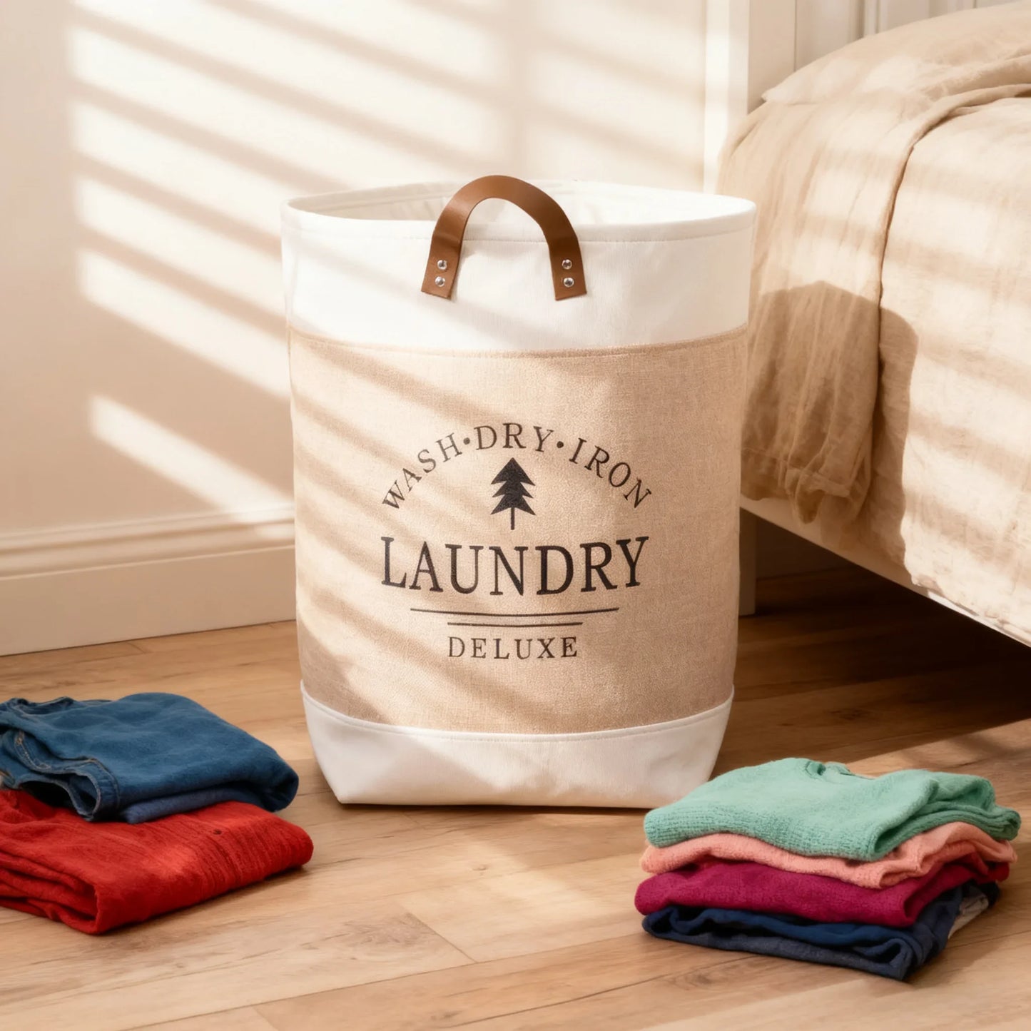 Household Laundry Basket Collapsible Waterproof Clothes Baskets with Handles Dirty Fabric Laundry Basket for Bedroom Balcony
