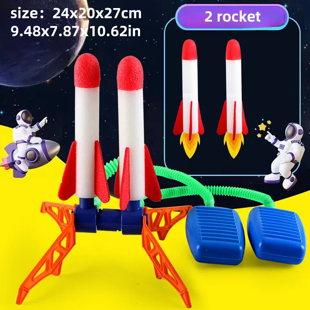 Kids Rocket Launcher Toy Foam Rockets and Sturdy Launcher Stand Outdoor Family Games Fun Outdoor Toy for Kids Birthday Gifts