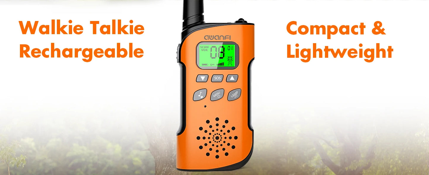 (Not For AU/JP/BR/NZ/BY/TH/UA/AO) 2/3/4 pcs Walkie Talkie Adults & Kids, Long Range/Rechargeable/1000mAh/Lanyards/Flashlight/SOS