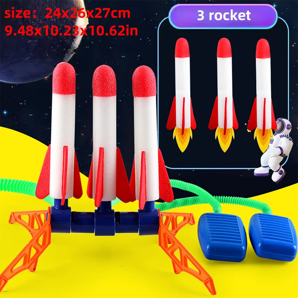 Kids Rocket Launcher Toy Foam Rockets and Sturdy Launcher Stand Outdoor Family Games Fun Outdoor Toy for Kids Birthday Gifts