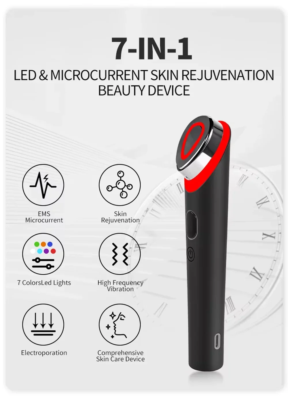 7 Colors Age-R Booster Pro Facial Skin Care Anti Wrinkle Beauty Device EMS Microcurrent Lift Massager Home Use Beauty Skin Care