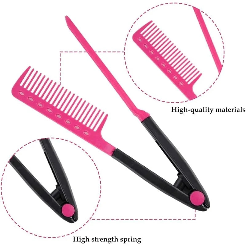 1 Piece V-shaped Straightener Hairdressing Straightening Brush Salon V Comb Straightener Styling Hair Folding Hair Styling Tool