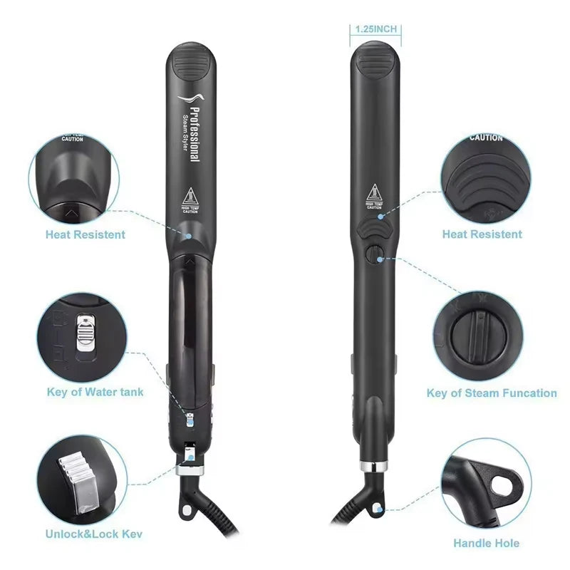 Professional Steam Hair Straightener Ceramic Vapor Hair Flat Iron Straightening Iron Curler Steamer Hair Styling Tool