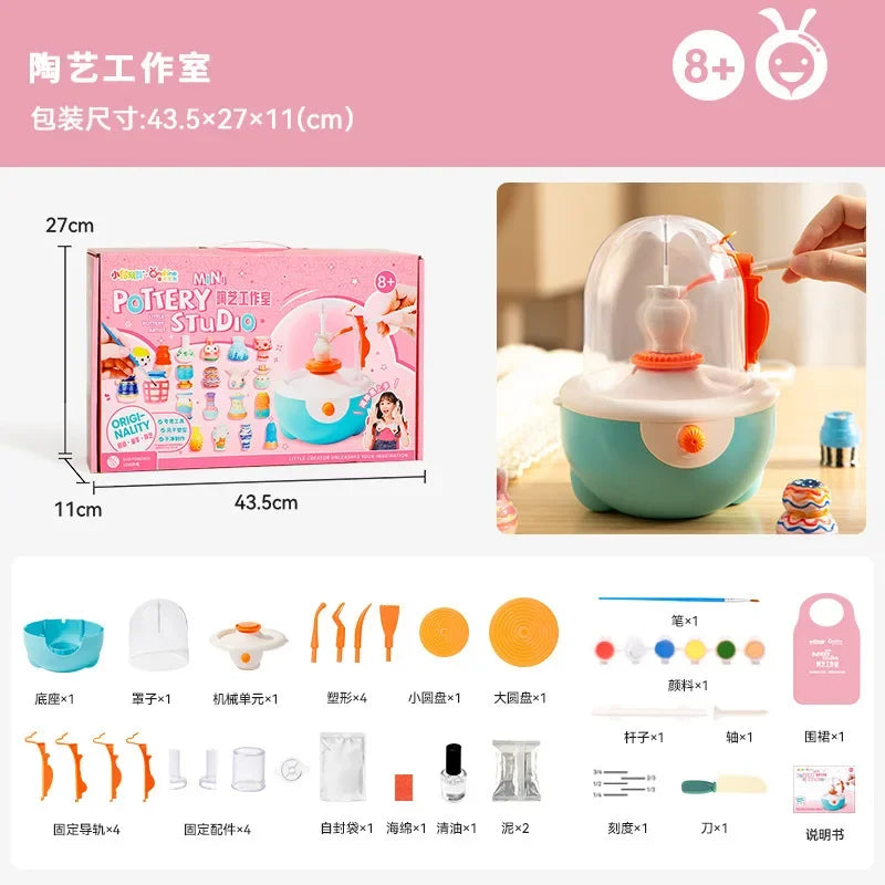 Children's DIY Clay Craft Kit, Pottery Making Machine with Soft Clay & Color Tools, Educational Art Toy
