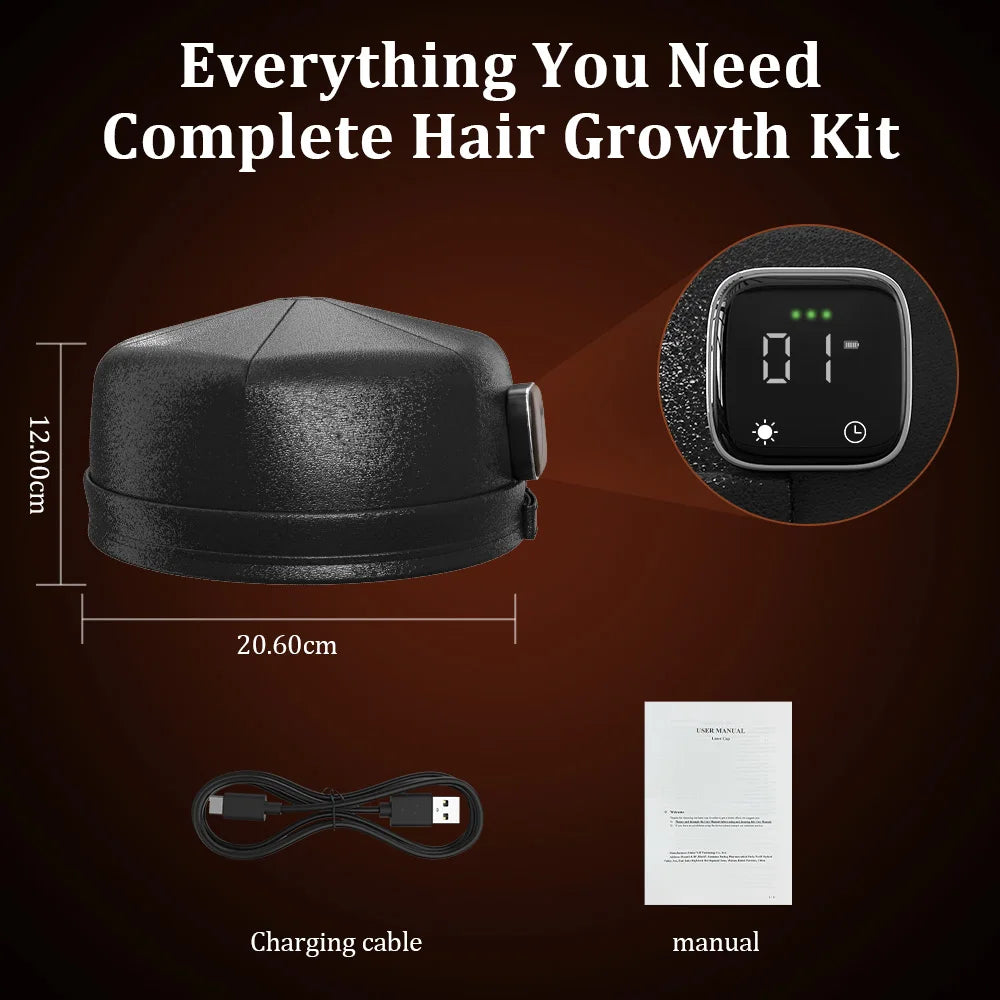 Wireless Hair Growth Laser Cap 120 Diodes 850nm 660nm 4 Levels Anti Hair Loss Stress Relief Infrared Light Relaxation Therapy