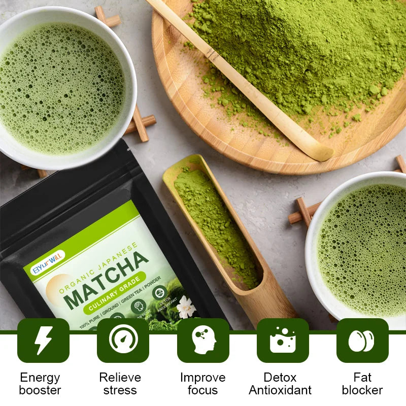 Glutathione & High Quality Pure Matcha Powder From Natural Green Tea Supports Whitening Skin, Boost Metabolism and Protect Liver