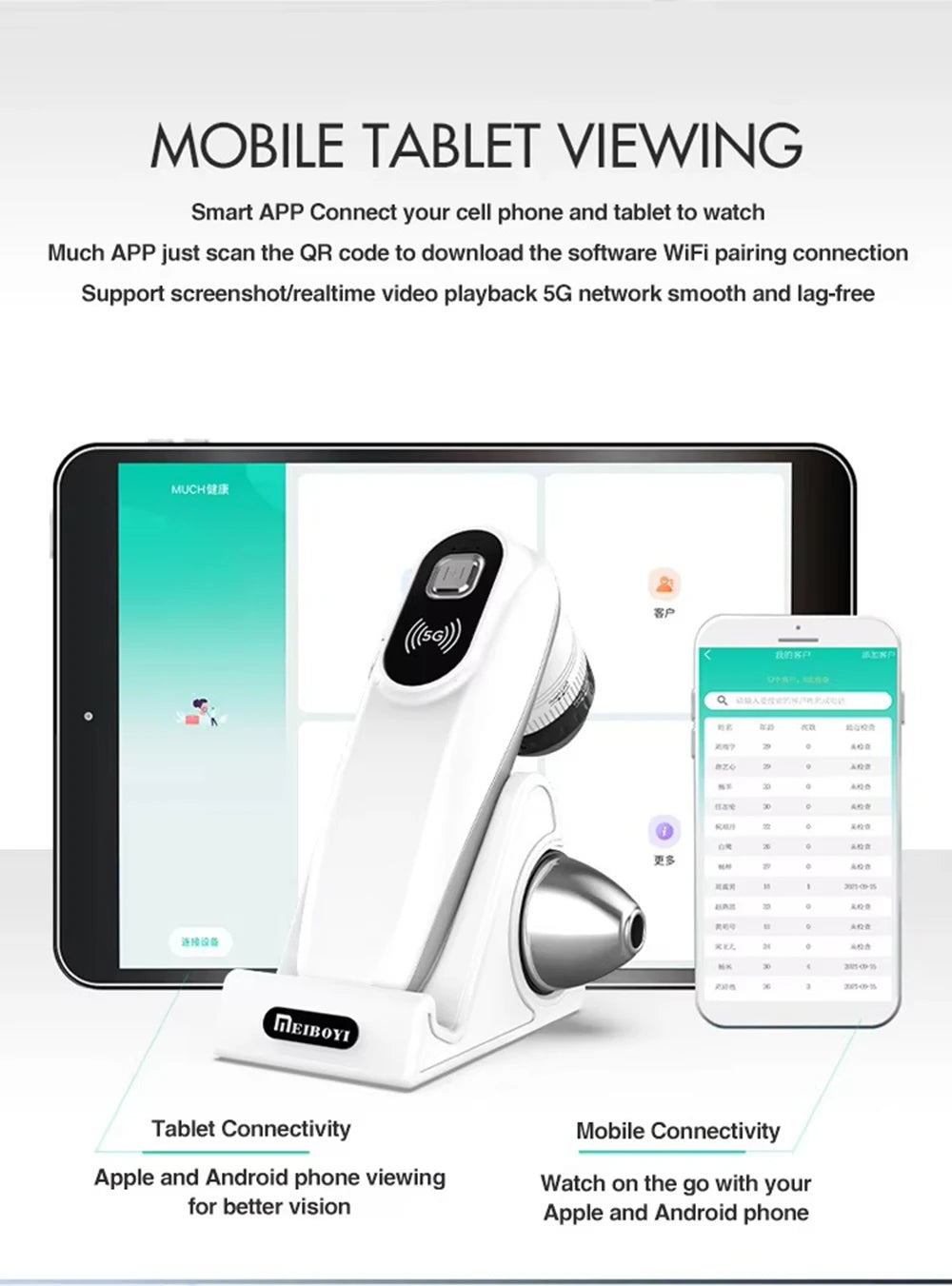 New Professional Wireless HD Intelligent Scalp/Skin/Dermal Detector Hair Follicle Testing Analysis Magnifier UV Skin Analyzer