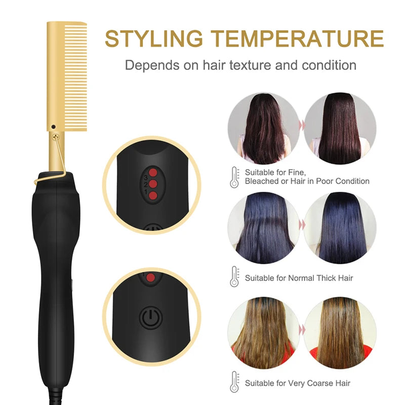Hot Comb Straightener Electric Hair Straightener Portable Hot Comb Electric Hot Comb For Wigs