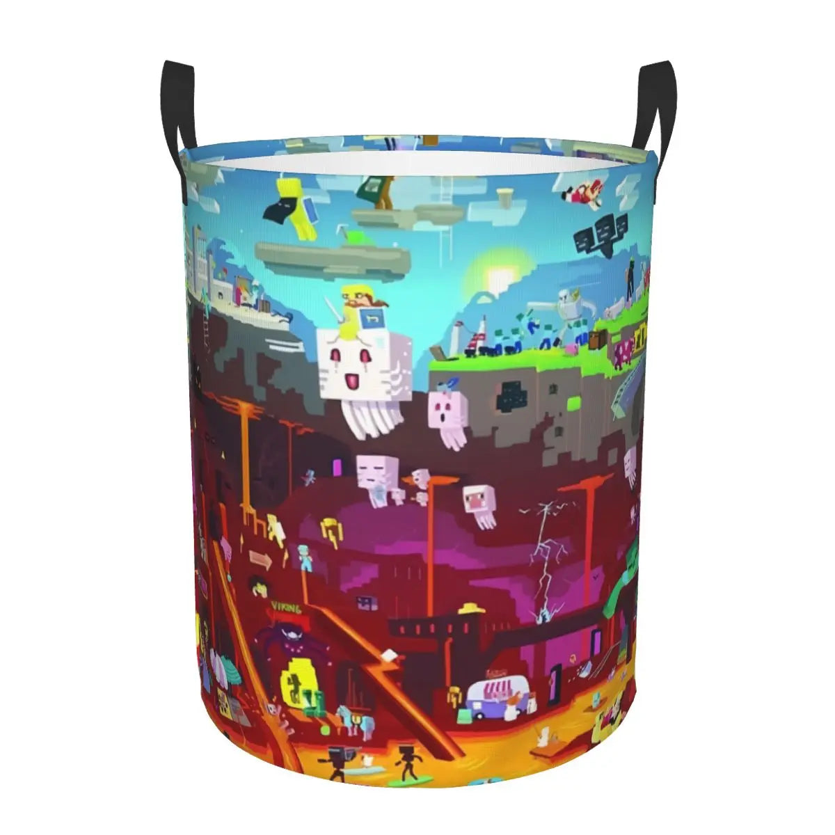 Custom Anime Game Mine C-Crafts Cartoon Laundry Hamper Large Clothes Storage Basket Toy Bin Organizer for Kids
