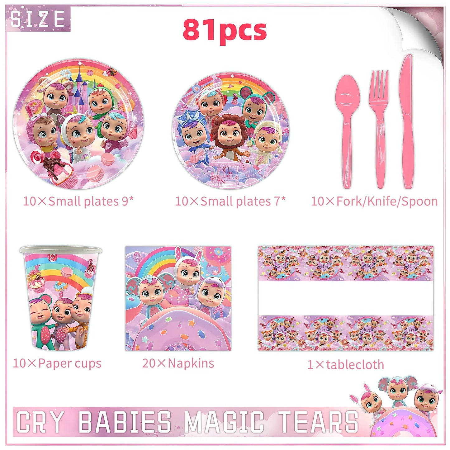 Cry Babiesed Birthday Party Decoration Tableware Cups Plates Balloons Cake Topper Tablecloth Backdrop Baby Shower Party Supplies
