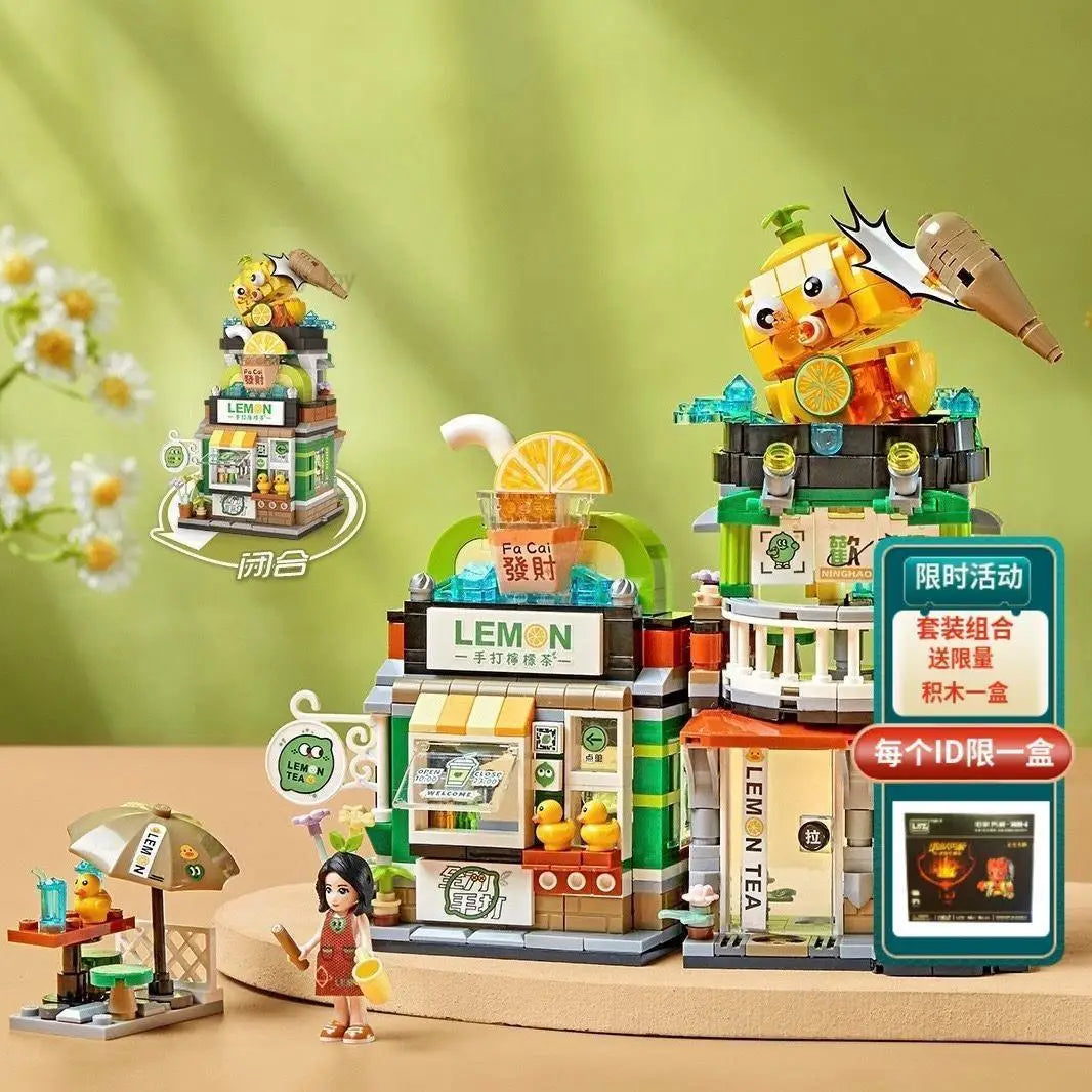 LOZ Japanese Mini Block Street View Folding Food Street Octopus Barbecue Ice Shop Assembly Building Block Toys Christmas Gift