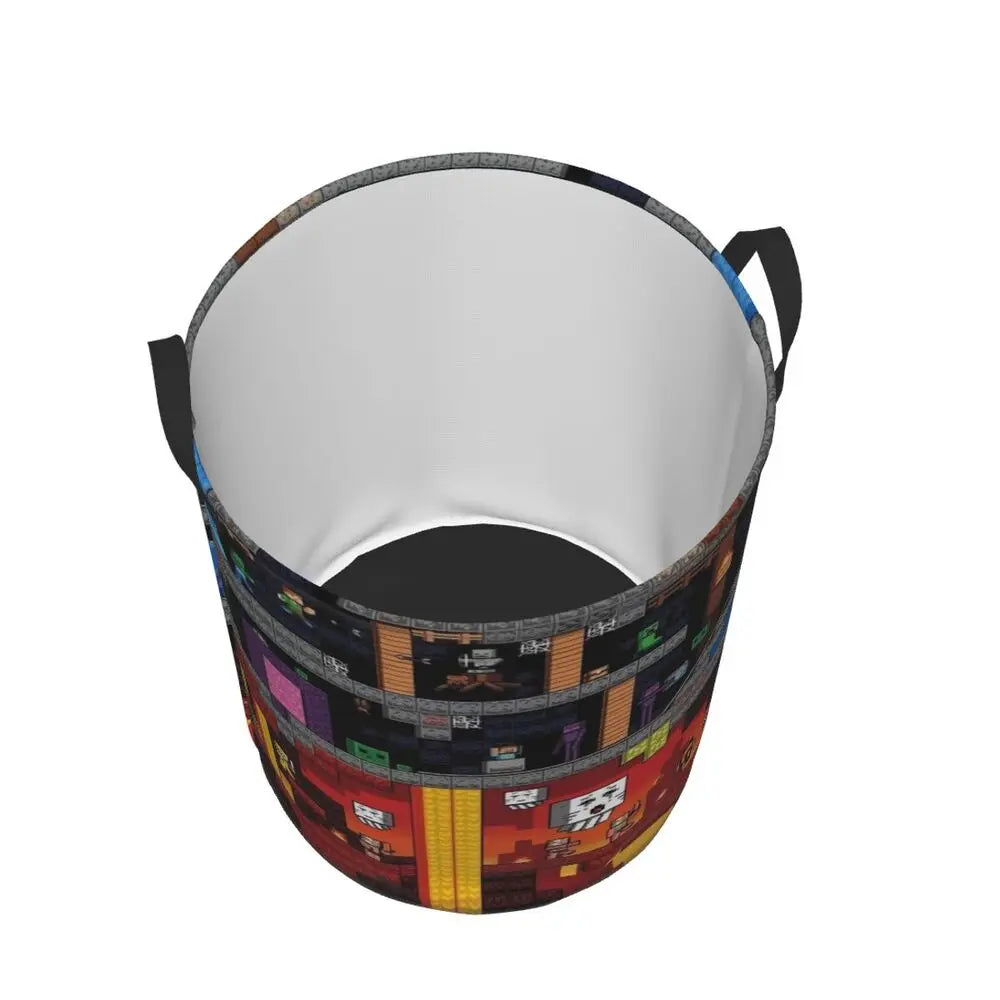 Custom Anime Game Mine C-Crafts Cartoon Laundry Hamper Large Clothes Storage Basket Toy Bin Organizer for Kids