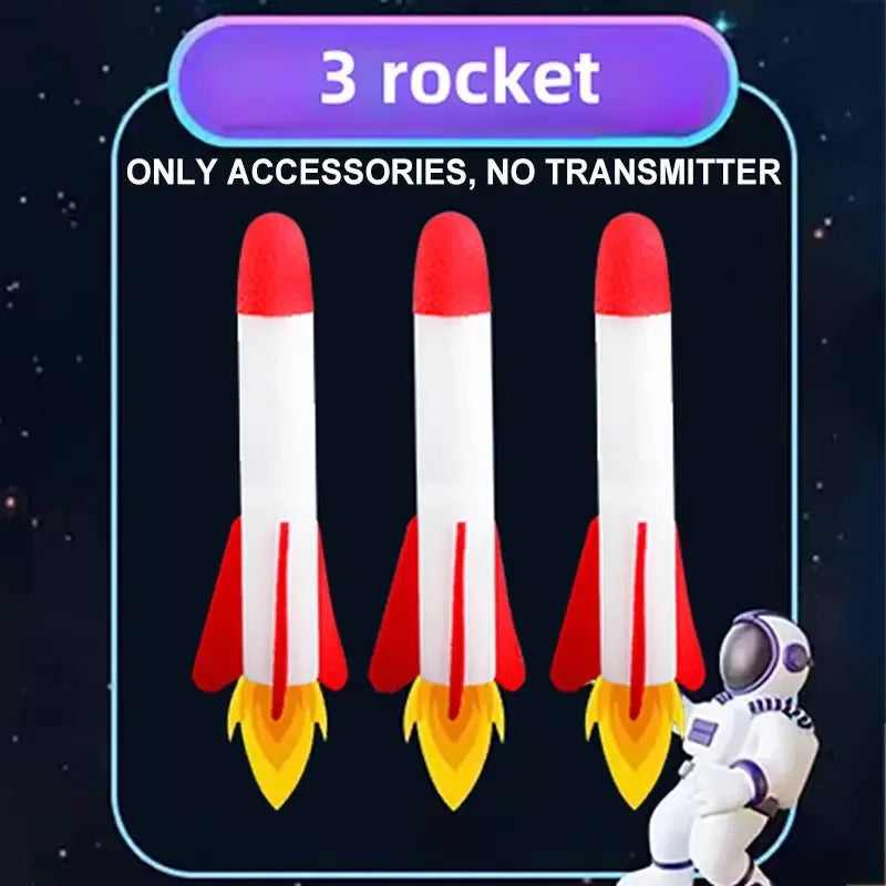 Kids Rocket Launcher Toy Foam Rockets and Sturdy Launcher Stand Outdoor Family Games Fun Outdoor Toy for Kids Birthday Gifts