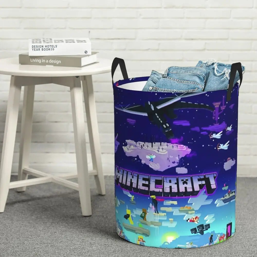 Custom Anime Game Mine C-Crafts Cartoon Laundry Hamper Large Clothes Storage Basket Toy Bin Organizer for Kids