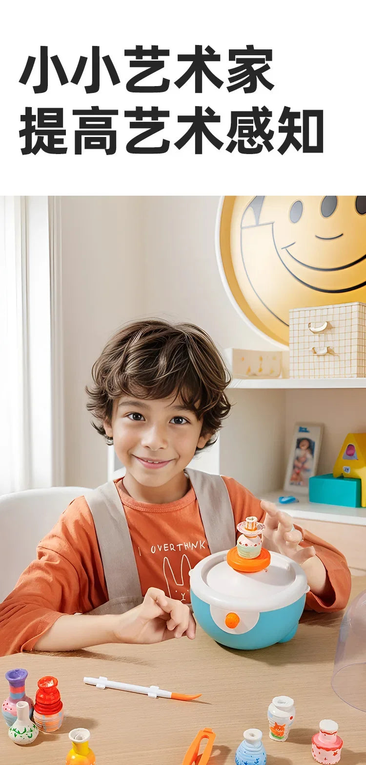 Children's DIY Clay Craft Kit, Pottery Making Machine with Soft Clay & Color Tools, Educational Art Toy