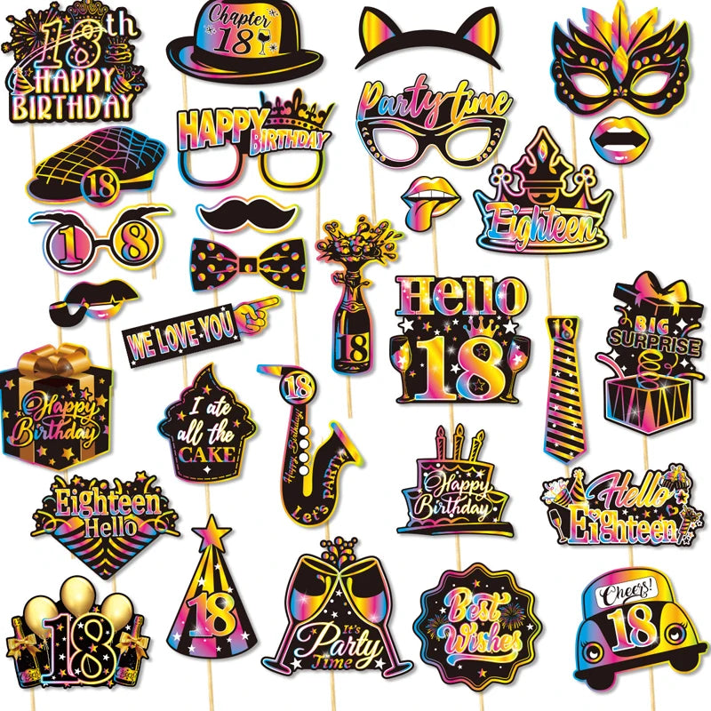 18th Birthday Party Decorations Black Plates Tableware Napkins For Kid Boys Girls Happy Birthday 18th Birthday Balloons Supplies