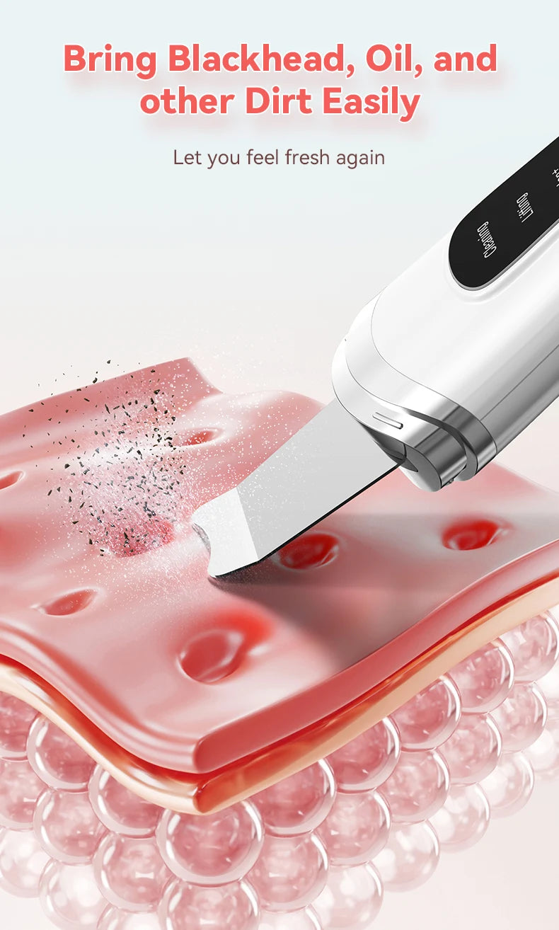 Ultrasonic Skin Scrubber Face Spatula Facial Skin Exfoliator Scraper and Blackhead Remover Pore Cleaner Facial Deep Cleansing