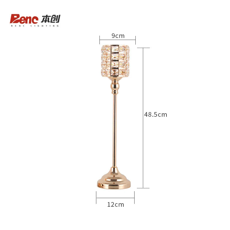 Crystal Glass Candle Holders Luxury Retro Metal Candlesticks, Wedding Party, Christmas Holiday, Desktop Home Decoration, 3 Sizes