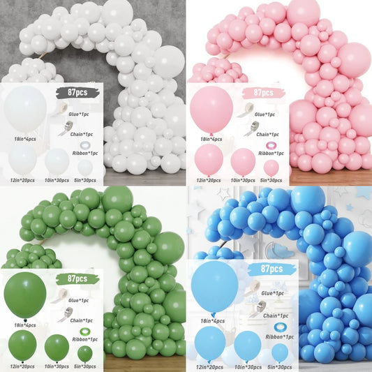 87PCS Solid Color Balloon Arch Decoration Kit - Thick Latex Balloons for Birthday, Wedding, Party | Easy to Assemble Festive Dec