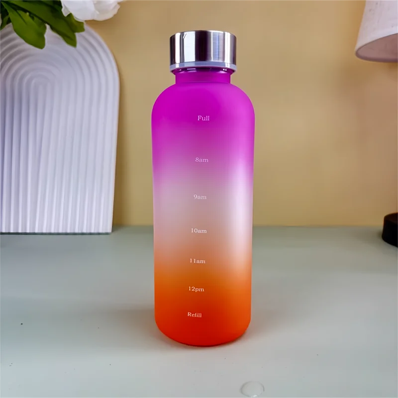 550ml Bottle With Time Marker Motivational Reusable Fitness Sports Outdoors Travel Leakproof BPA Free Frosted Plastic