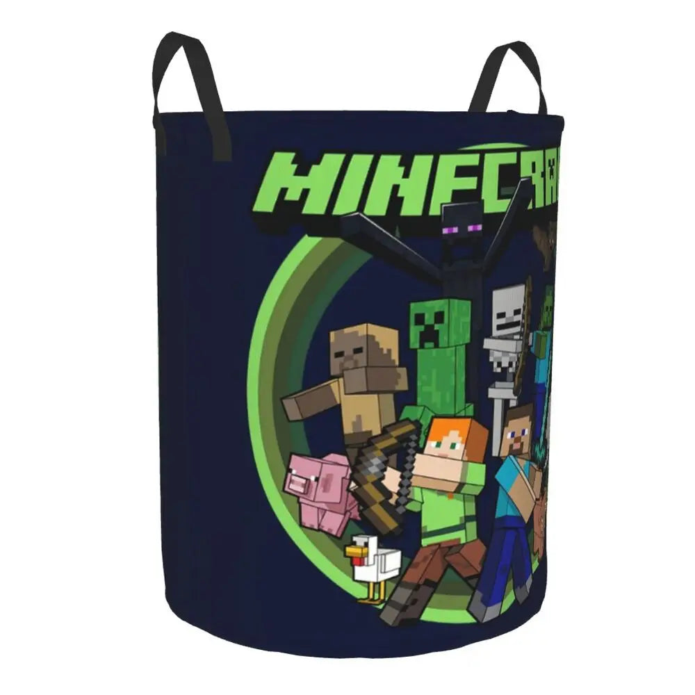 Custom Anime Game Mine C-Crafts Cartoon Laundry Hamper Large Clothes Storage Basket Toy Bin Organizer for Kids