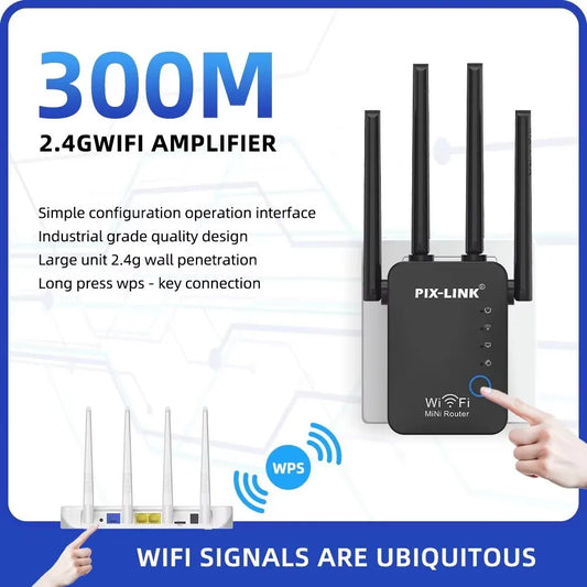 Wifi Repeater 300Mbps Wifi Wireless Internet Long Range Extender Signal Booster for Home With AP Mode Ethernet PIX-LINK WR16Q