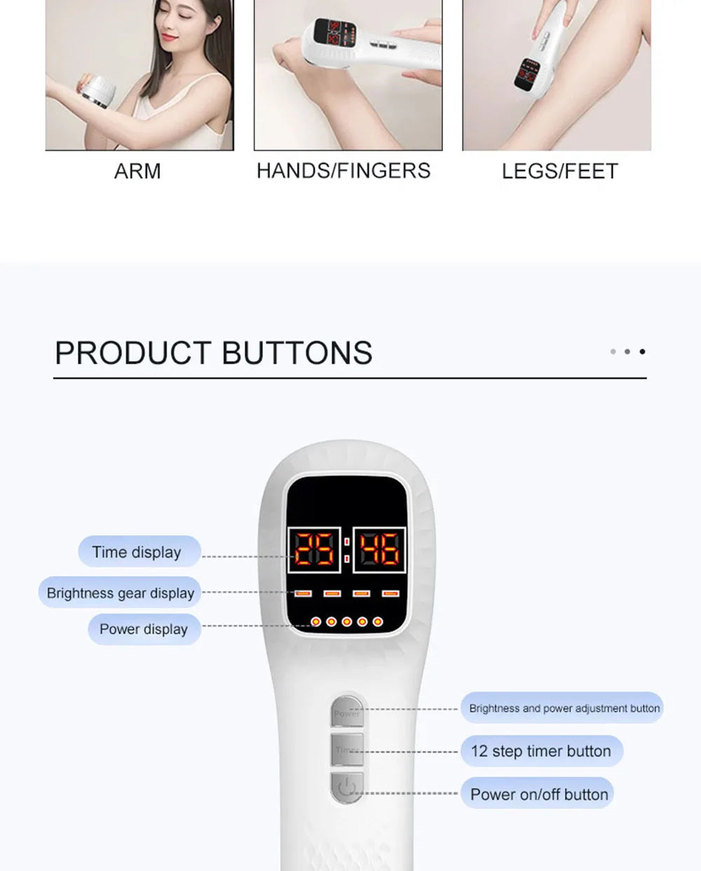 New Handheld Facial Body Red Light LED Laser Therapy Beauty Device Anti Aging Wrinkle Acne Rejuvenation Skin Tighten whitening