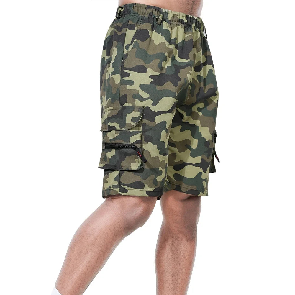 Men's Cargo Shorts Summer Oversized Pants Elastic Waist Large Size Outdoor Jogging Sweatpants Trend Multi Pockets Men Clothes