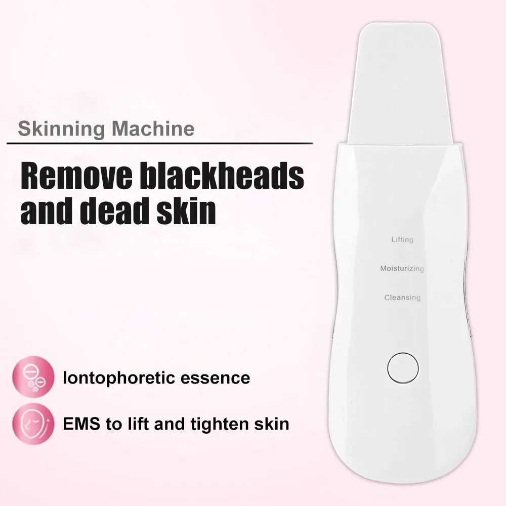 Ultrasonic Skin Scrubber Kit Vibration Face Spatula Blackhead Remover EMS LED Facial Massager Cavitation Peeling Facial Lifting