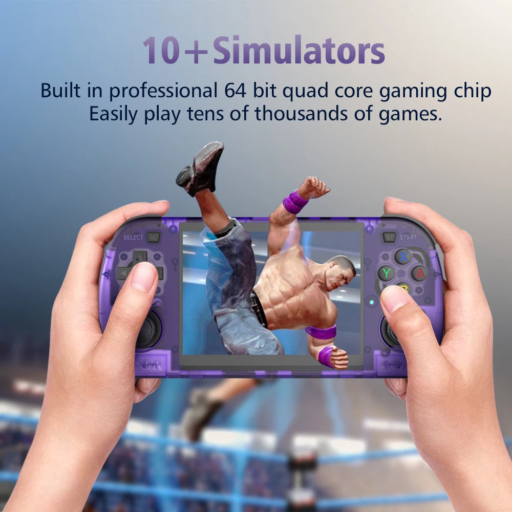 Retro Portable Gaming Console R36H PRO MAX Features a 64-bit Linux system and a 4.2-inch IPS display. This portable handheld vid