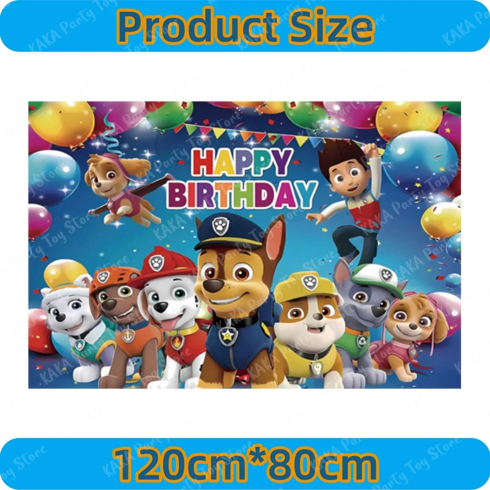 66Pcs Paw Patrol Birthday Decoration Set Latex Balloons Hanging Swirls Banner Backdrop Tablecloth for Kids Party Event Supplies