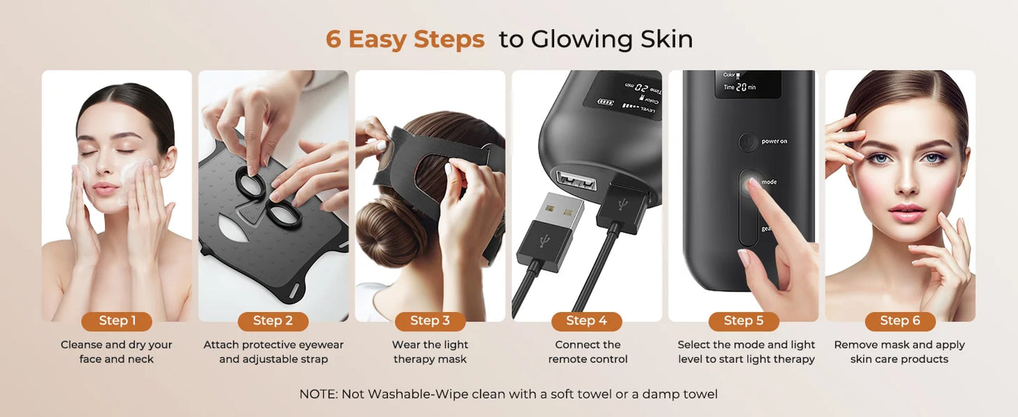 LED Face Mask with 66 LED Beads,Photon Mask with Ice Pack,2500mAh Battery LED Face Beauty Machine Photon FacialSkin Care Machine