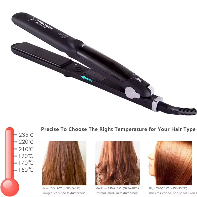 Professional Steam Hair Straightener Ceramic Vapor Hair Flat Iron Straightening Iron Curler Steamer Hair Styling Tool