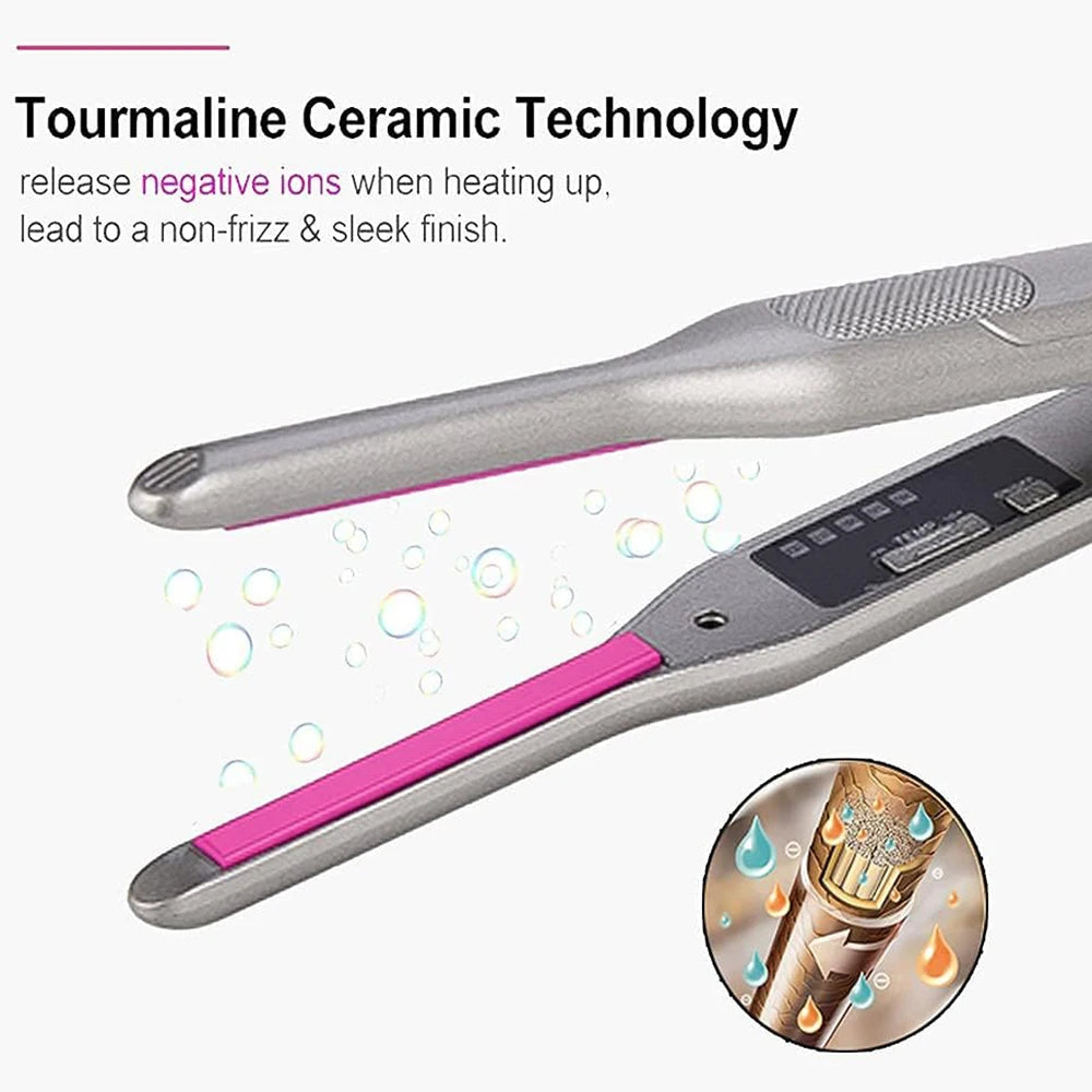 Hair Straightener Curler Professional Ceramic Coating Thinnest Plate Pencil Flat Irons For Short Hair Men's Beard Stylling Tool