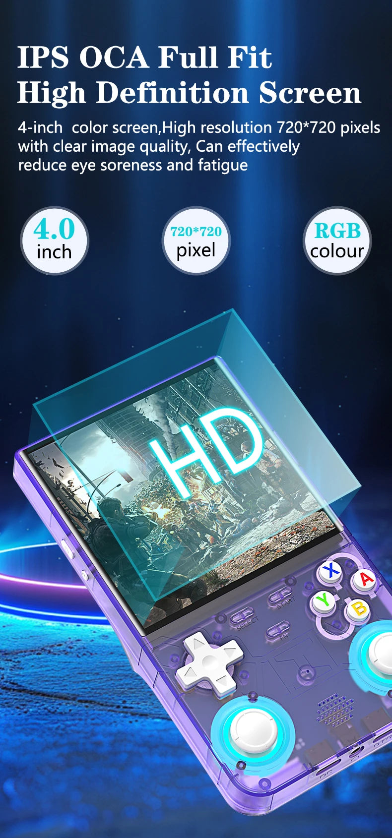 R36 Ultra Console Portable Retro Game 4‘’ IPS Screen Handheld Game Players Emulator Pocket Video Player 64G 128G 20000+ Games