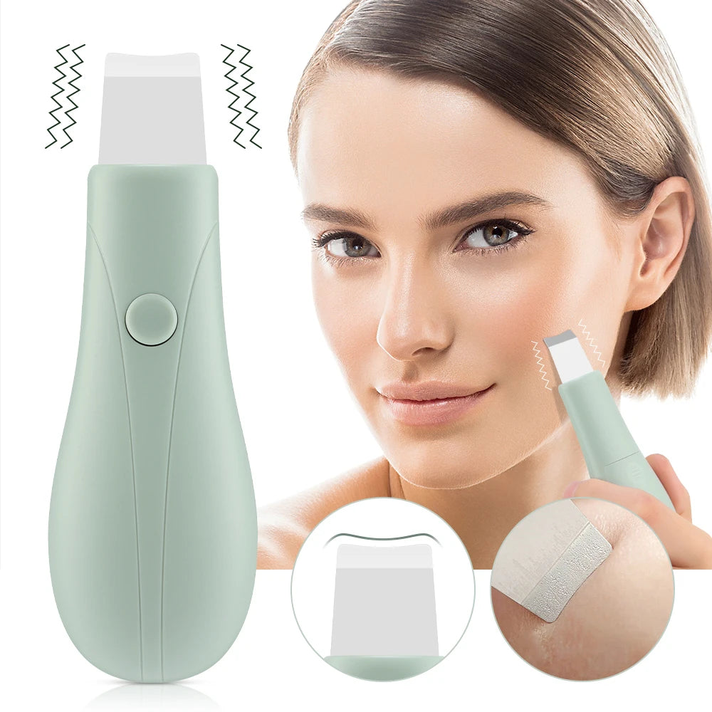 Electric Ultrasonic Skin Scrubber Vibration Face Spatula Peeling Blackhead Remover Facial Lifting Cleansing Ultrasonic Skin Care