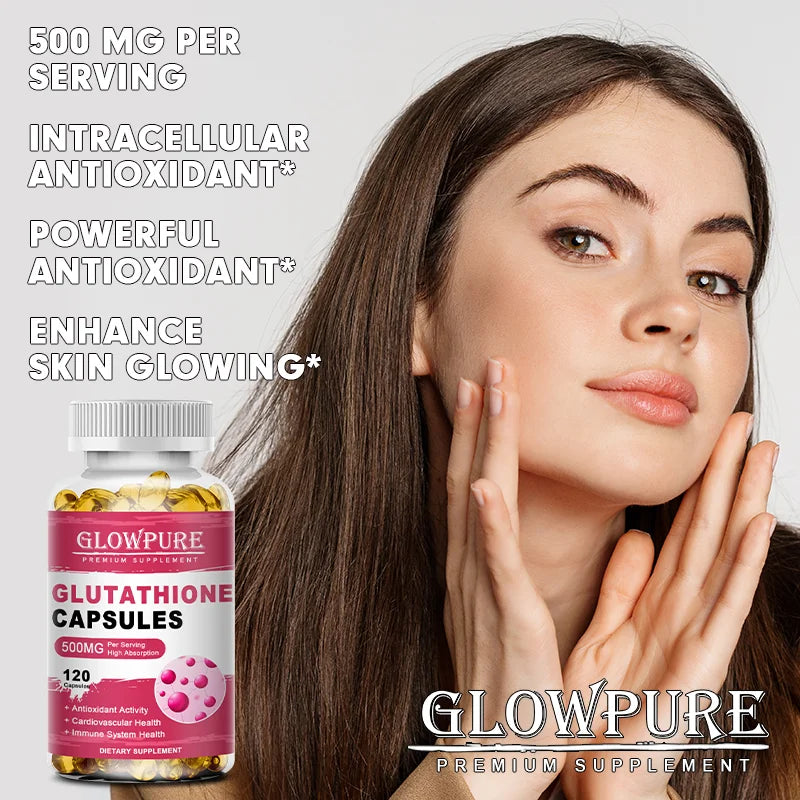 Glutathione Capsules for Skin, Detox and Immune System Support with High Absorption Formula Beauty Care Health Supplement Vegan