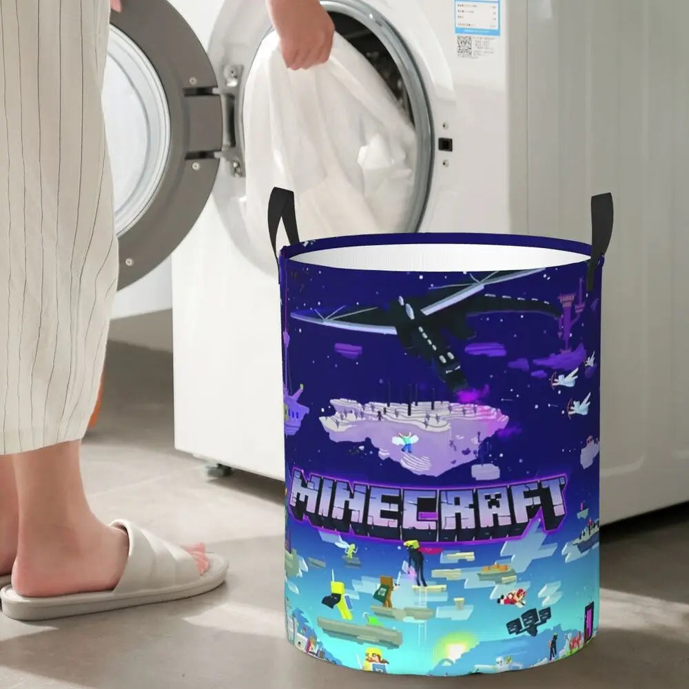 Custom Anime Game Mine C-Crafts Cartoon Laundry Hamper Large Clothes Storage Basket Toy Bin Organizer for Kids
