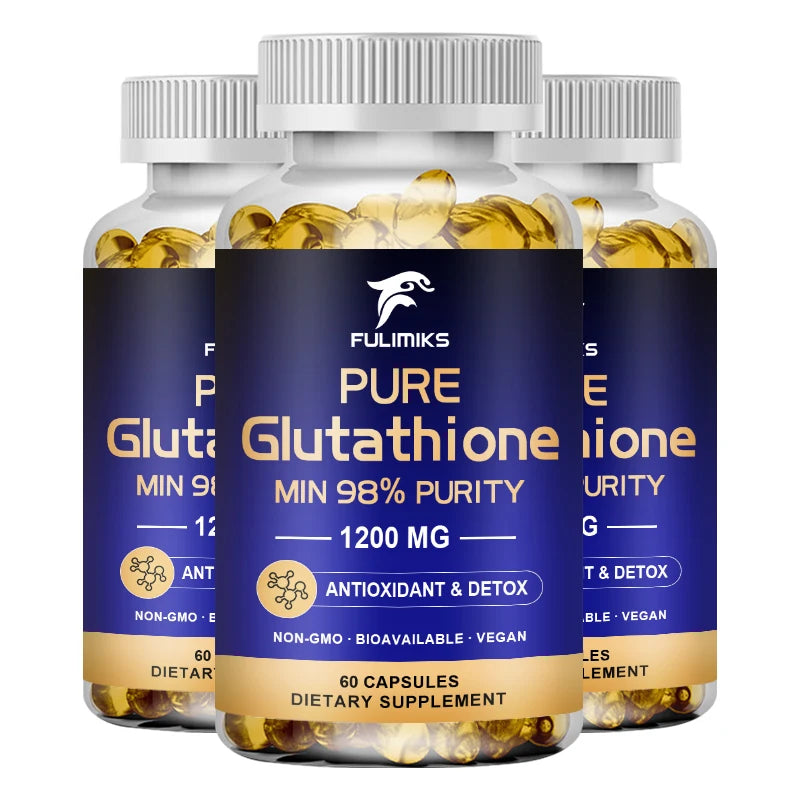 Pure Glutathione Capsules - Max Absorption, Support Overall Detoxification, Antioxidant & Anti-Aging, Liver, Skin & Immunity