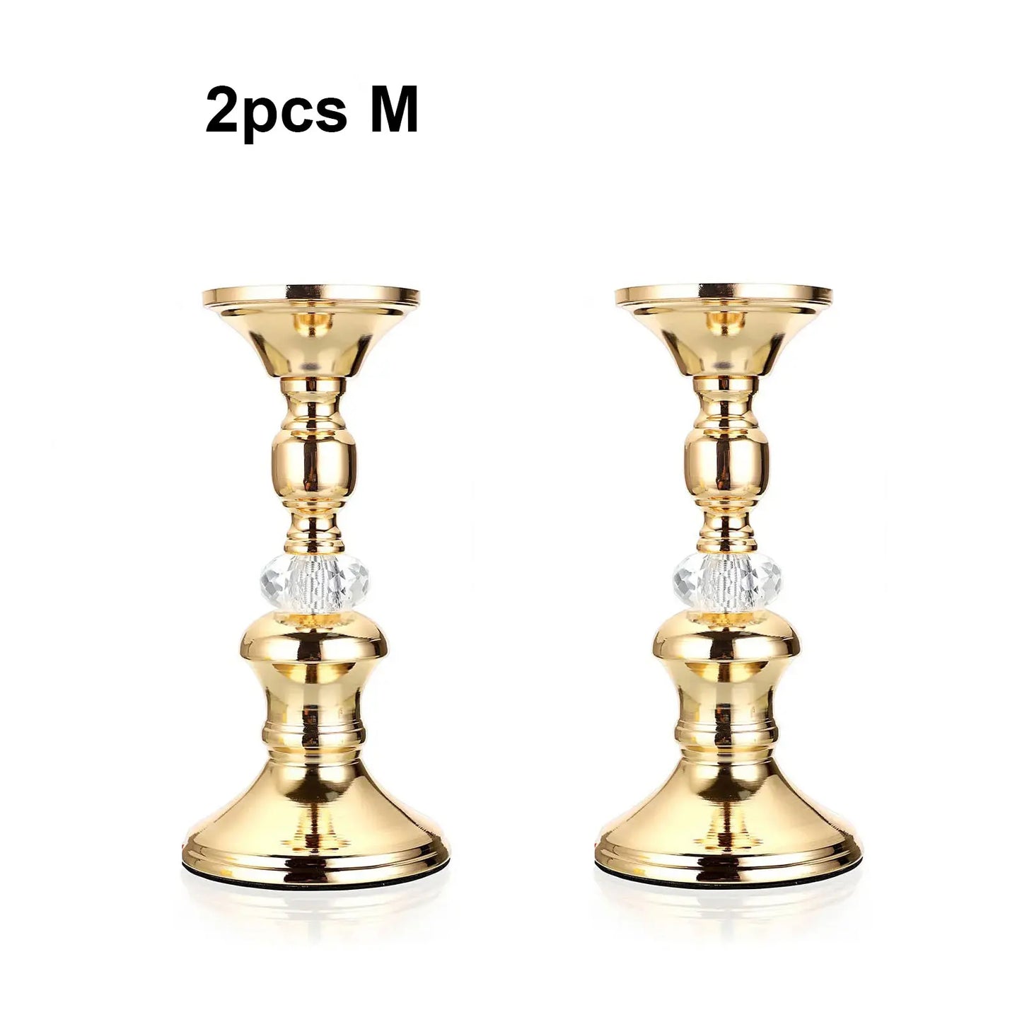 Gold Metal Pillar Candlestick Holders Vintage Pillar Candle Holders Elegant Metal Crystal Pillar Candle Stands