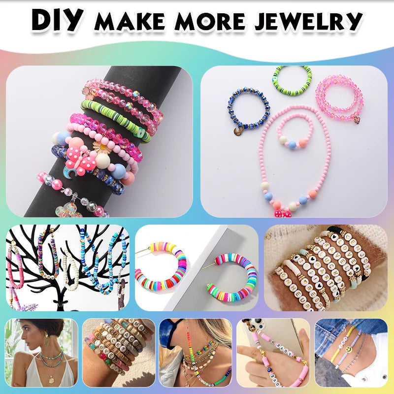 Clay Beads Bracelet Making Kit Seed Letter Alphabet DIY Art Craft Beads Kit with Charms for Jewelry Making Crafts Gifts 8 Styles
