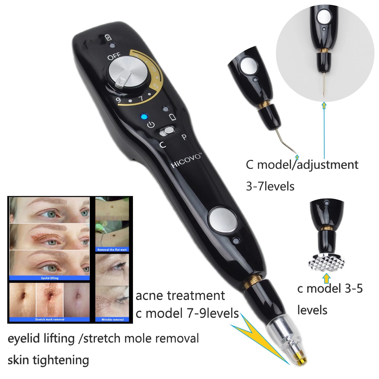 Hicovo Plasma Pen Orignal Fibroblast Wart Skin Tag Anti Wrinkle Remove Quick Charge Auto Acne Treatment Facial Lifting Machine