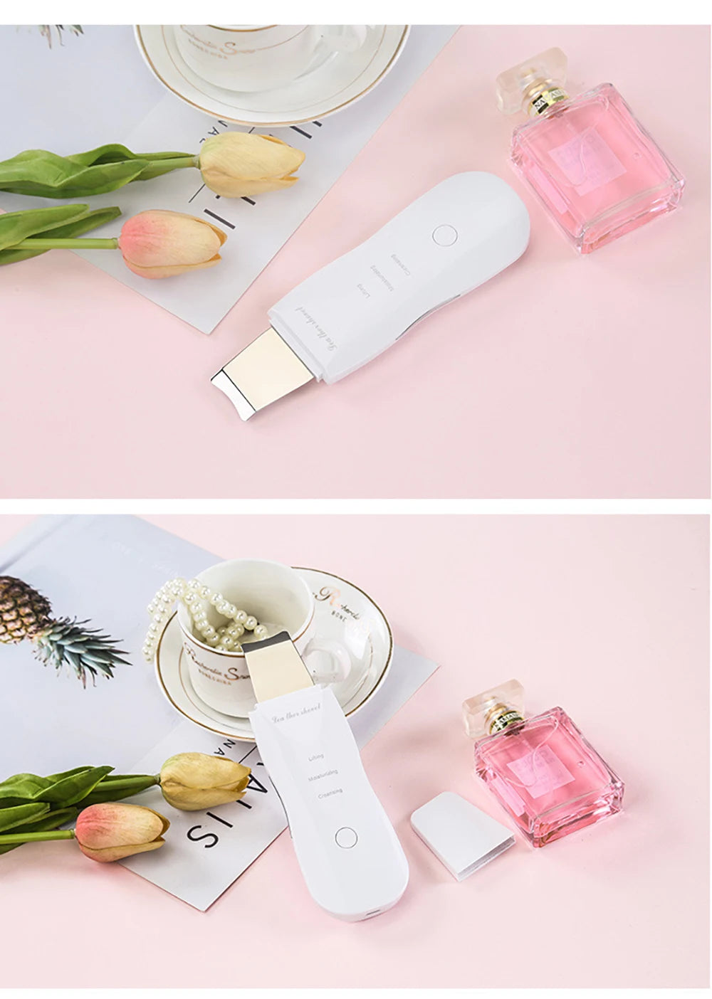 With Box Ultrasonic Skin Scrubber Vibration Face Spatula Peeling Blackhead Remover Facial Lifting Cleansing Ultrasonic Skin Care