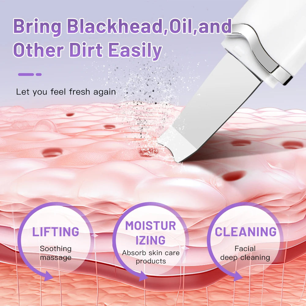 With Box Ultrasonic Skin Scrubber Vibration Face Spatula Peeling Blackhead Remover Facial Lifting Cleansing Ultrasonic Skin Care