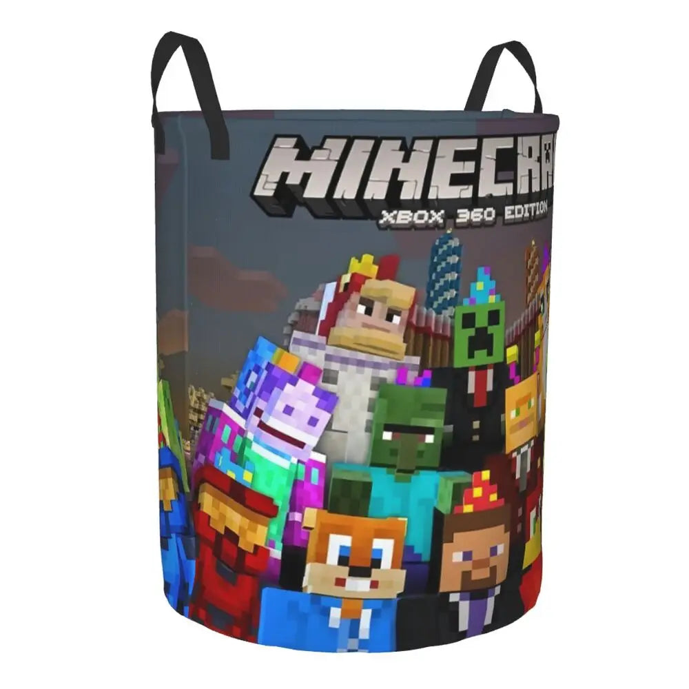 Custom Anime Game Mine C-Crafts Cartoon Laundry Hamper Large Clothes Storage Basket Toy Bin Organizer for Kids
