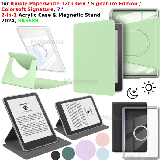 For Kindle Paperwhite 12th Gen Case Colorsoft Signature Edition 7" 2024 360° Rotation 2-in-1 Magnetic Detachable Stand SA568B