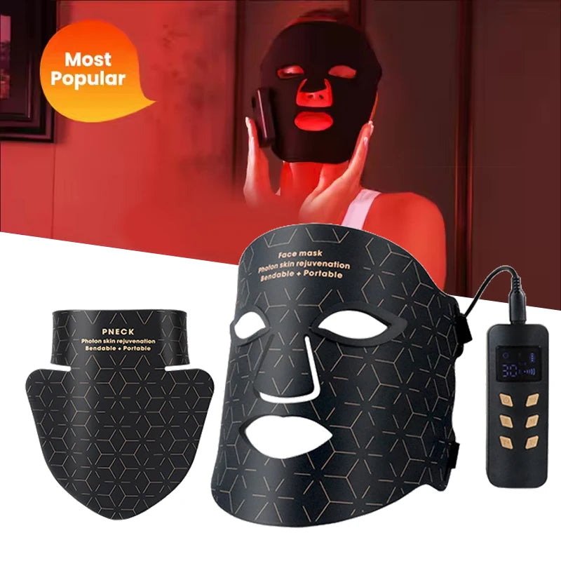 Wholesale Silicone LED Mask Face With Neck LED Photon Red Light Infrared Therapy Flexible Facial Mask Repair Skin Wireless Use